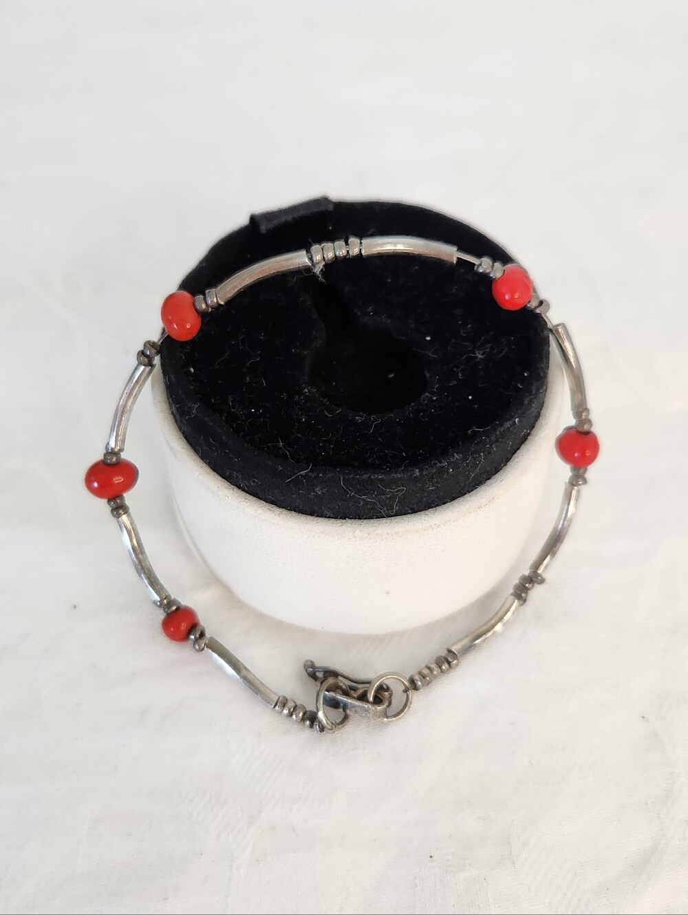 70s Lucky Silver Peruvian Seed Bead Bracelet
